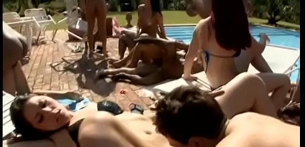  Brazilian wanton girls are happy to spread their legs for hard poles of friends of birthday celebrant during nasty pool party